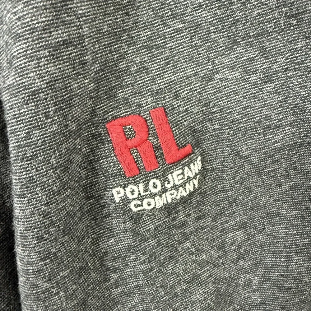 Polo Ralph Lauren Jeans Co Shirt Mens Large Gray V-Neck Long Sleeve Tee Logo - Picture 5 of 9